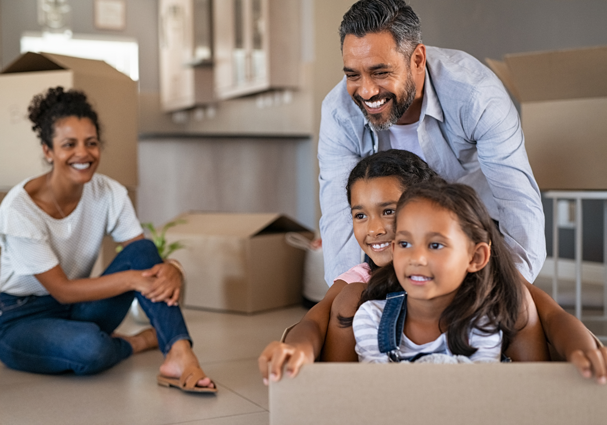 happy family in new home