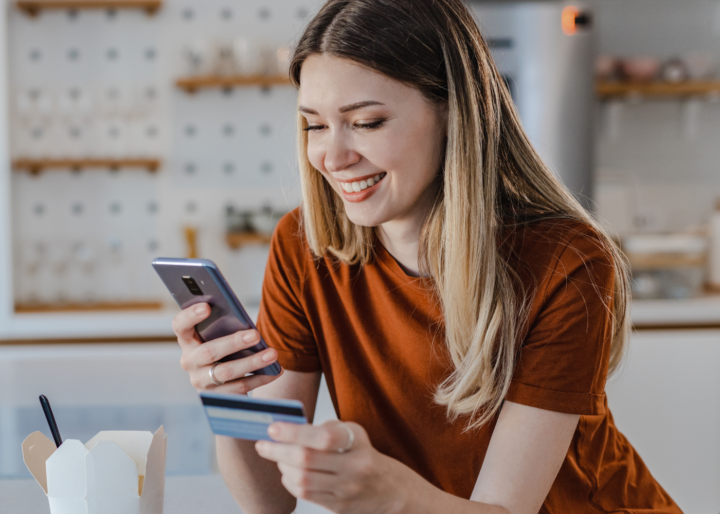 woman using The Police Credit Union Card Management tool on mobile app